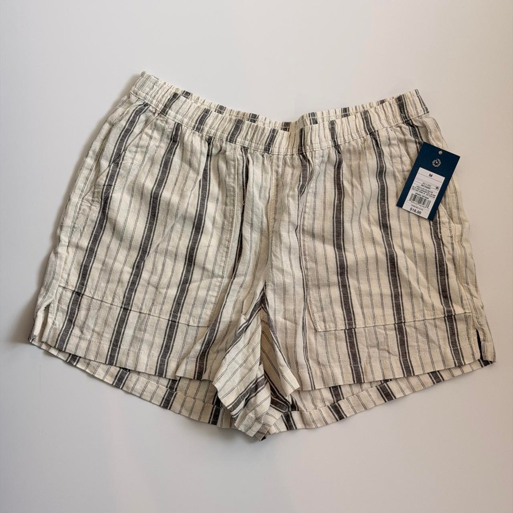 Striped Linen Blend Pull-On Shorts – Size M (NWT)